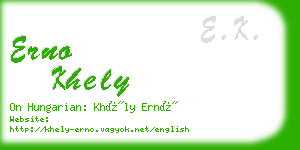 erno khely business card